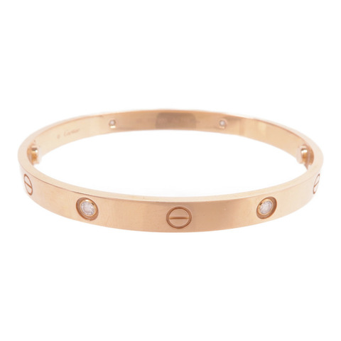 CARTIER 18K玫瑰金Love Bracelet 4 Diamonds鑽石手鐲Cartier#19