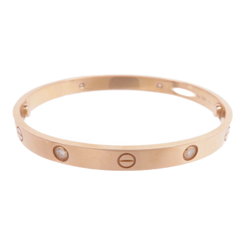 CARTIER 18K玫瑰金Love Bracelet 4 Diamonds鑽石手鐲Cartier#19-3