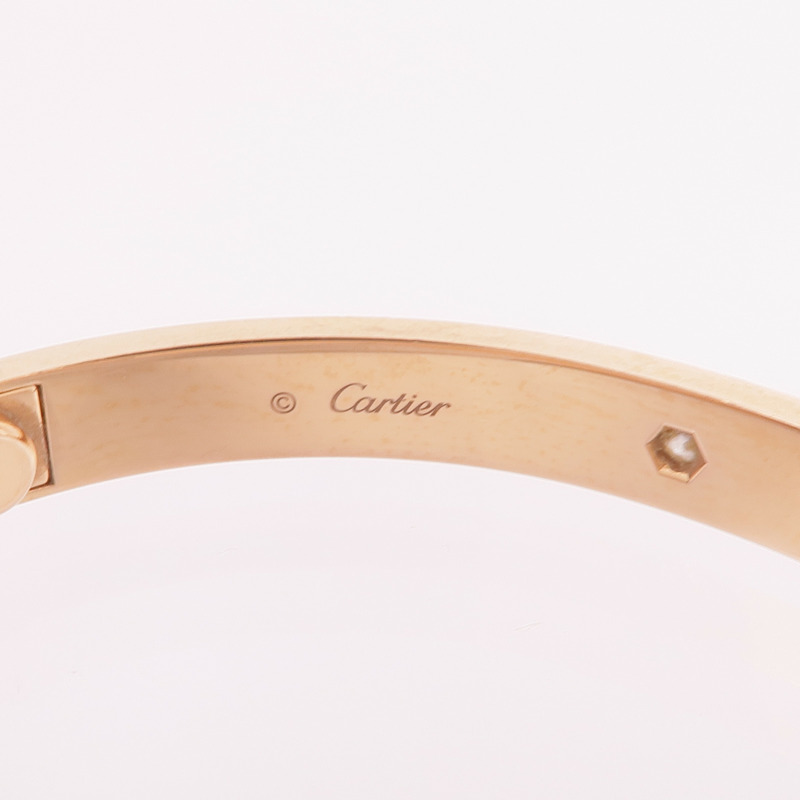 CARTIER 18K玫瑰金Love Bracelet 4 Diamonds鑽石手鐲Cartier#19-5