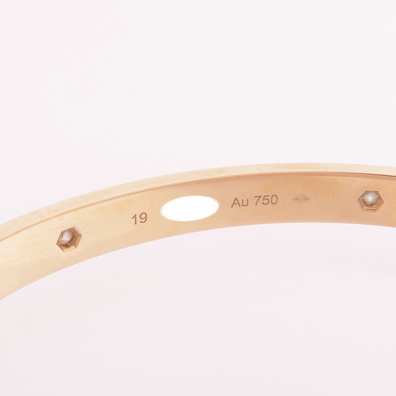 CARTIER 18K玫瑰金Love Bracelet 4 Diamonds鑽石手鐲Cartier#19-6
