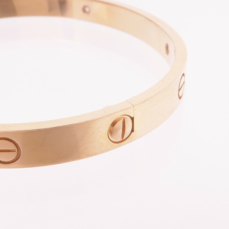 CARTIER 18K玫瑰金Love Bracelet 4 Diamonds鑽石手鐲Cartier#19-8