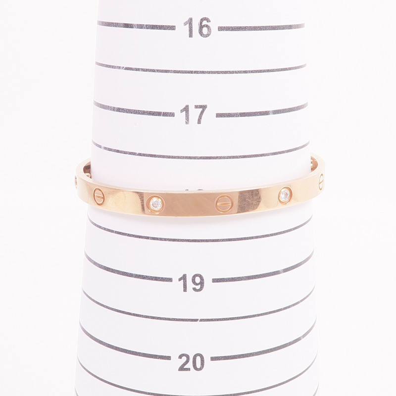 CARTIER 18K玫瑰金Love Bracelet 4 Diamonds鑽石手鐲Cartier#19-12