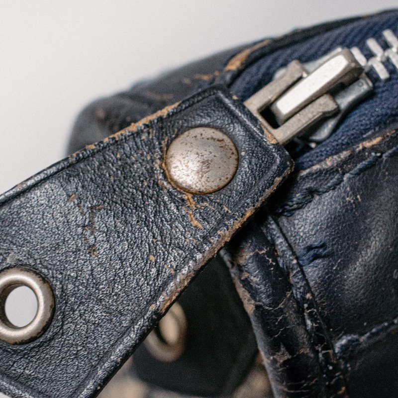 🧠小浮気見世物小屋🧠 法國製🇫🇷Christian Dior Vintage Trotter 經典老花波士頓包｜海軍藍織紋-2