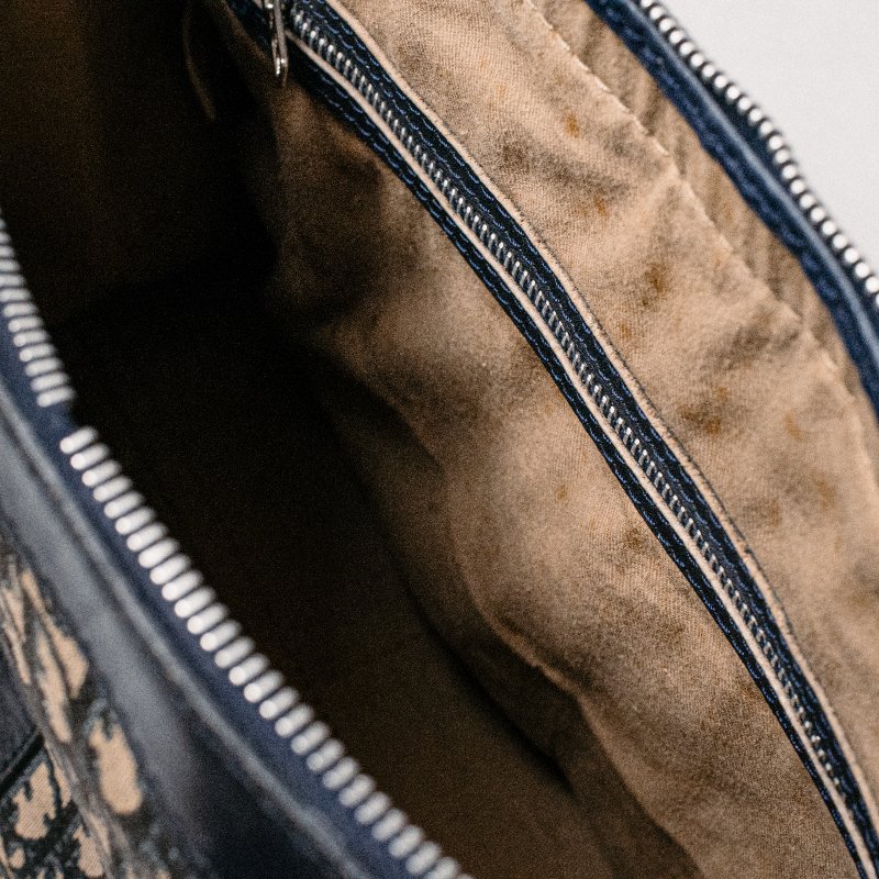 🧠小浮気見世物小屋🧠 法國製🇫🇷Christian Dior Vintage Trotter 經典老花波士頓包｜海軍藍織紋-8