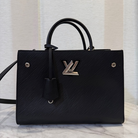 LV 黑Epi牛皮銀釦Twist Tote手提肩背托特包M54810