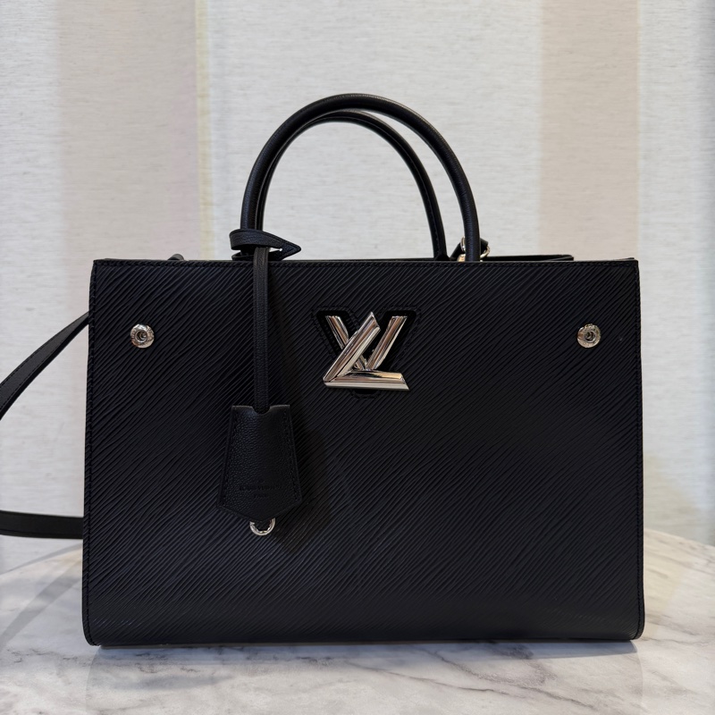 LV 黑Epi牛皮銀釦Twist Tote手提肩背托特包M54810-0