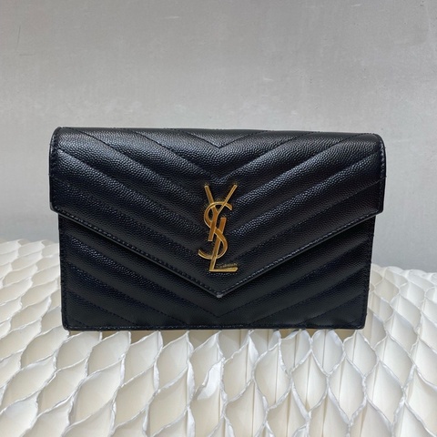 YSL聖羅蘭 魚子醬黑金信封包 迷你袋