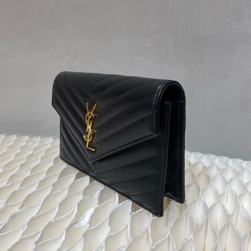 YSL聖羅蘭 魚子醬黑金信封包 迷你袋-2
