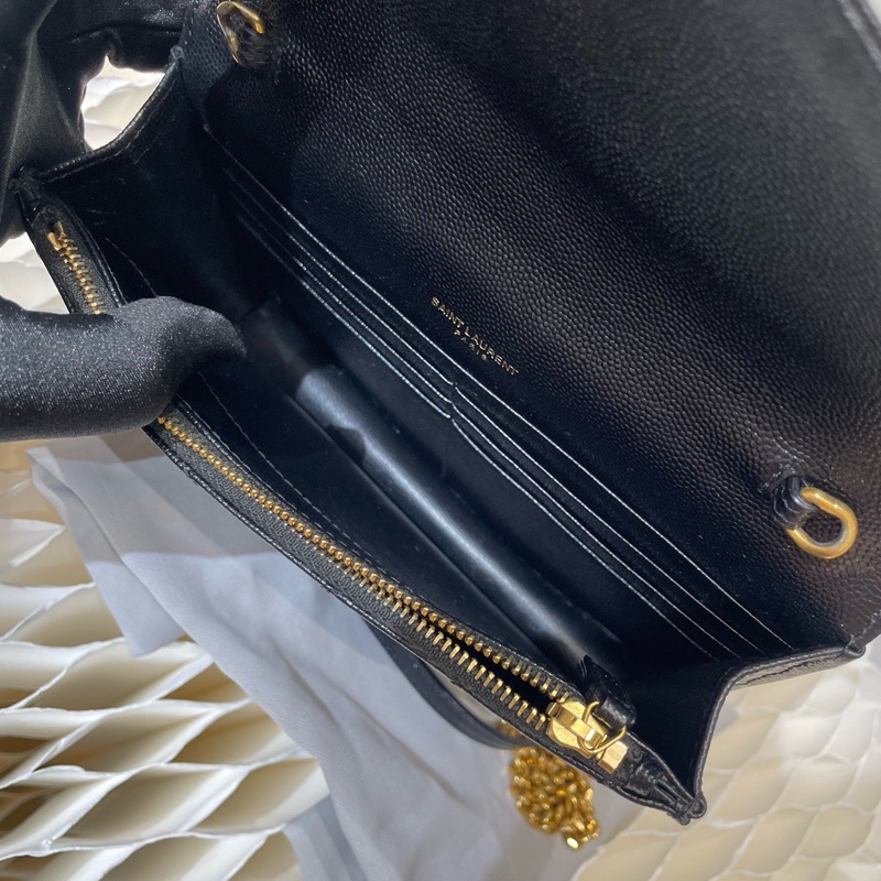 YSL聖羅蘭 魚子醬黑金信封包 迷你袋-5