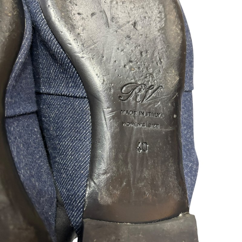 【美收精品】ROGER VIVIER 藍色牛仔布拖鞋 4-563-6