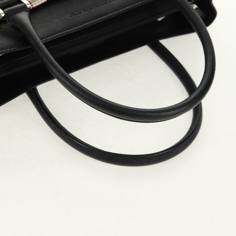 【日本直送】BURBERRY Nova 格紋手提包 帆布 米色 銀色 正品 am9603A-6