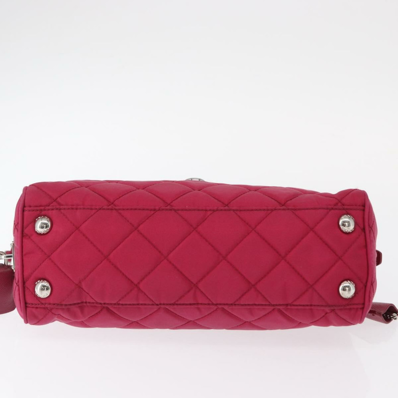 【日本直送】PRADA 尼龍粉紅銀色鏈條單肩包 正品 153853-4