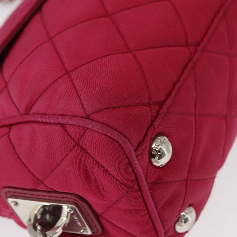 【日本直送】PRADA 尼龍粉紅銀色鏈條單肩包 正品 153853-7