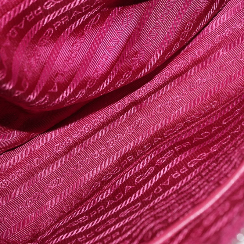 【日本直送】PRADA 尼龍粉紅銀色鏈條單肩包 正品 153853-10