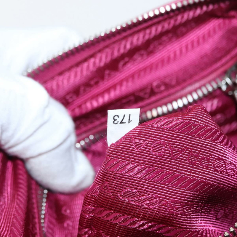 【日本直送】PRADA 尼龍粉紅銀色鏈條單肩包 正品 153853-11