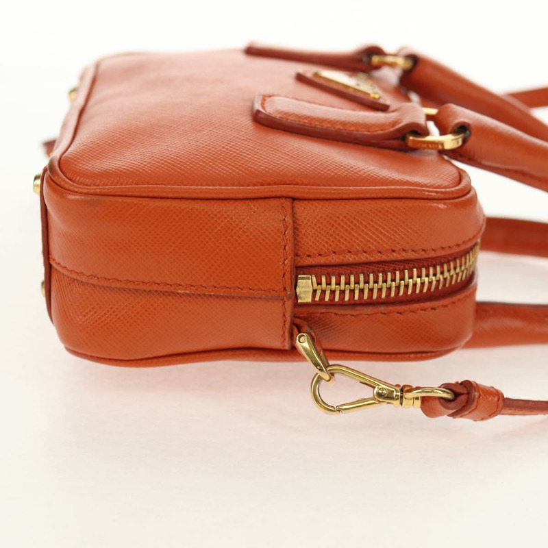 【日本直送】PRADA Galleria 手提包，Safiano 皮革，橙色/金色雙肩包，正品，貨號 153909V-3