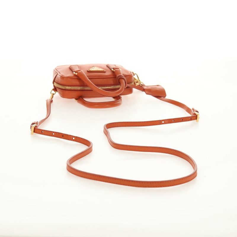 【日本直送】PRADA Galleria 手提包，Safiano 皮革，橙色/金色雙肩包，正品，貨號 153909V-6