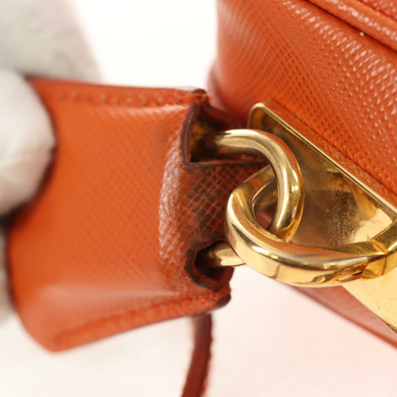 【日本直送】PRADA Galleria 手提包，Safiano 皮革，橙色/金色雙肩包，正品，貨號 153909V-8