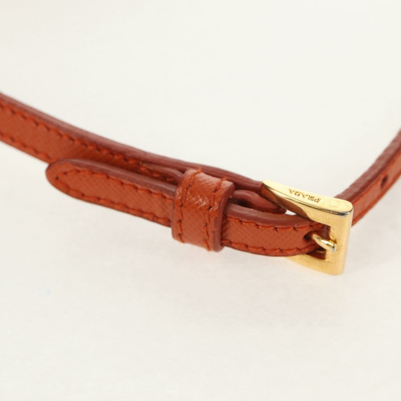 【日本直送】PRADA Galleria 手提包，Safiano 皮革，橙色/金色雙肩包，正品，貨號 153909V-15