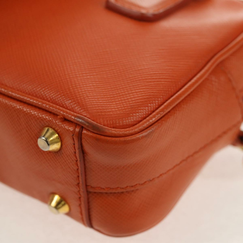 【日本直送】PRADA Galleria 手提包，Safiano 皮革，橙色/金色雙肩包，正品，貨號 153909V-18