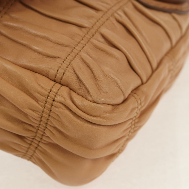 【日本直送】PRADA 褶皺鏈條單肩包 皮革 米色 銀色 B4553C 正品 yk19578V-14