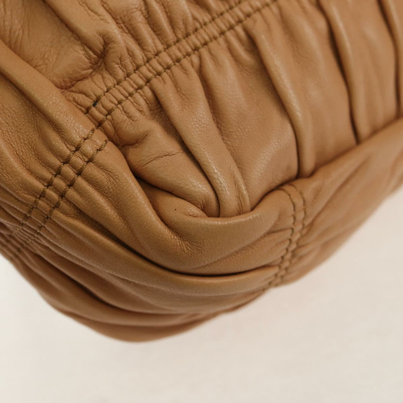 【日本直送】PRADA 褶皺鏈條單肩包 皮革 米色 銀色 B4553C 正品 yk19578V-16