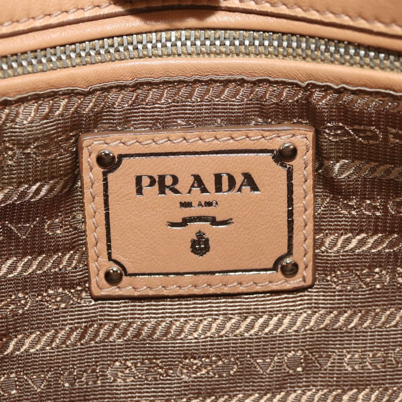 【日本直送】PRADA 褶皺鏈條單肩包 皮革 米色 銀色 B4553C 正品 yk19578V-22