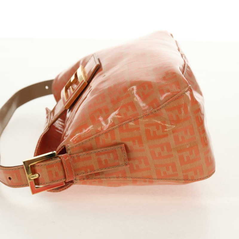 【日本直送】FENDI Zucchino 帆布 Mamma Baguette 肩背包 橘色金色 正品 yk19564V-2