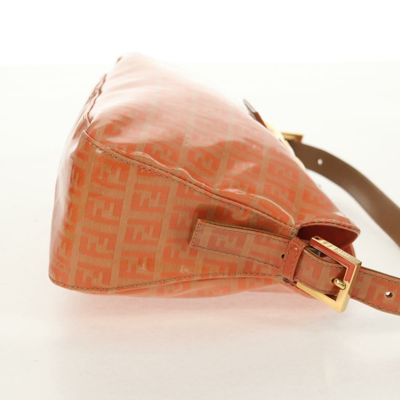 【日本直送】FENDI Zucchino 帆布 Mamma Baguette 肩背包 橘色金色 正品 yk19564V-3