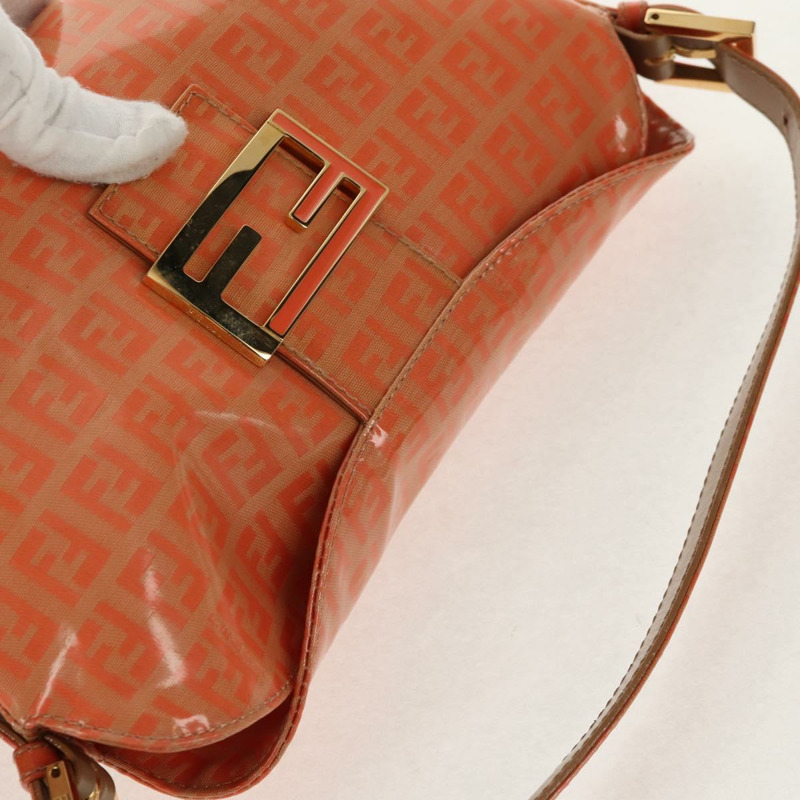 【日本直送】FENDI Zucchino 帆布 Mamma Baguette 肩背包 橘色金色 正品 yk19564V-5