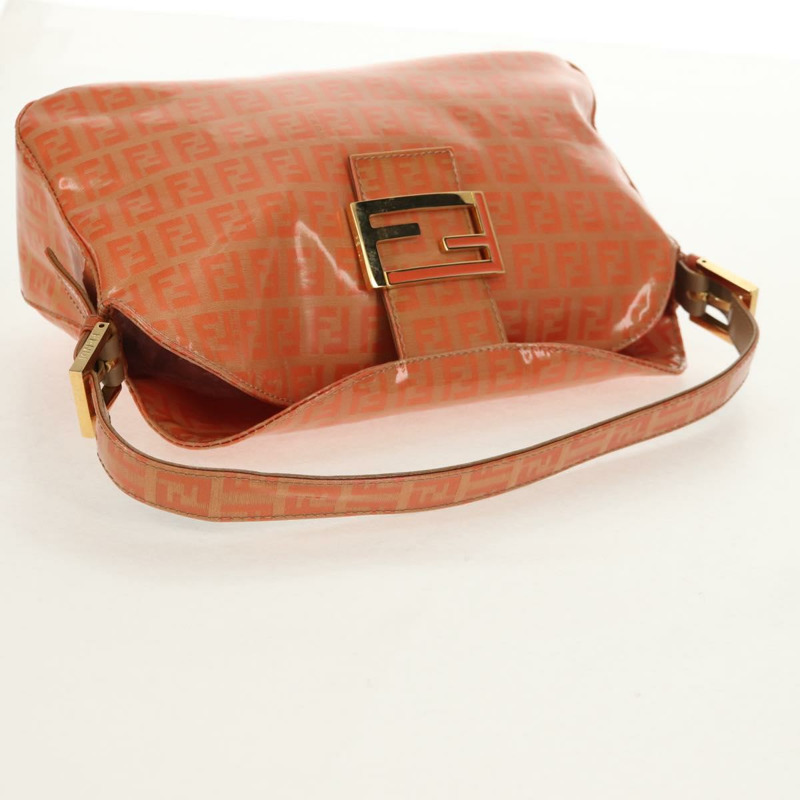 【日本直送】FENDI Zucchino 帆布 Mamma Baguette 肩背包 橘色金色 正品 yk19564V-6