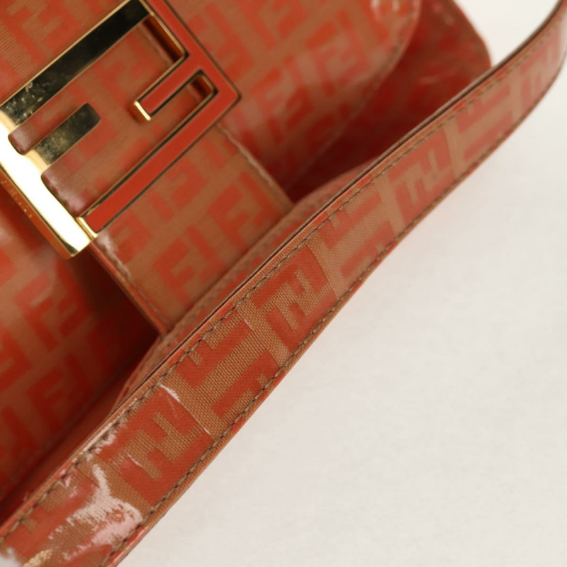 【日本直送】FENDI Zucchino 帆布 Mamma Baguette 肩背包 橘色金色 正品 yk19564V-7