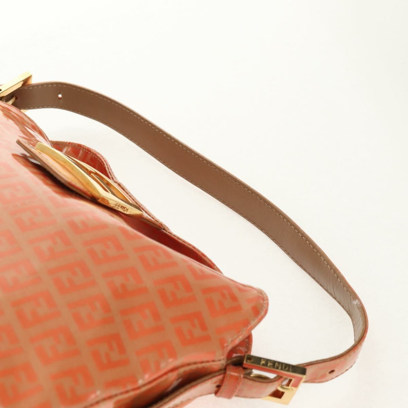 【日本直送】FENDI Zucchino 帆布 Mamma Baguette 肩背包 橘色金色 正品 yk19564V-14