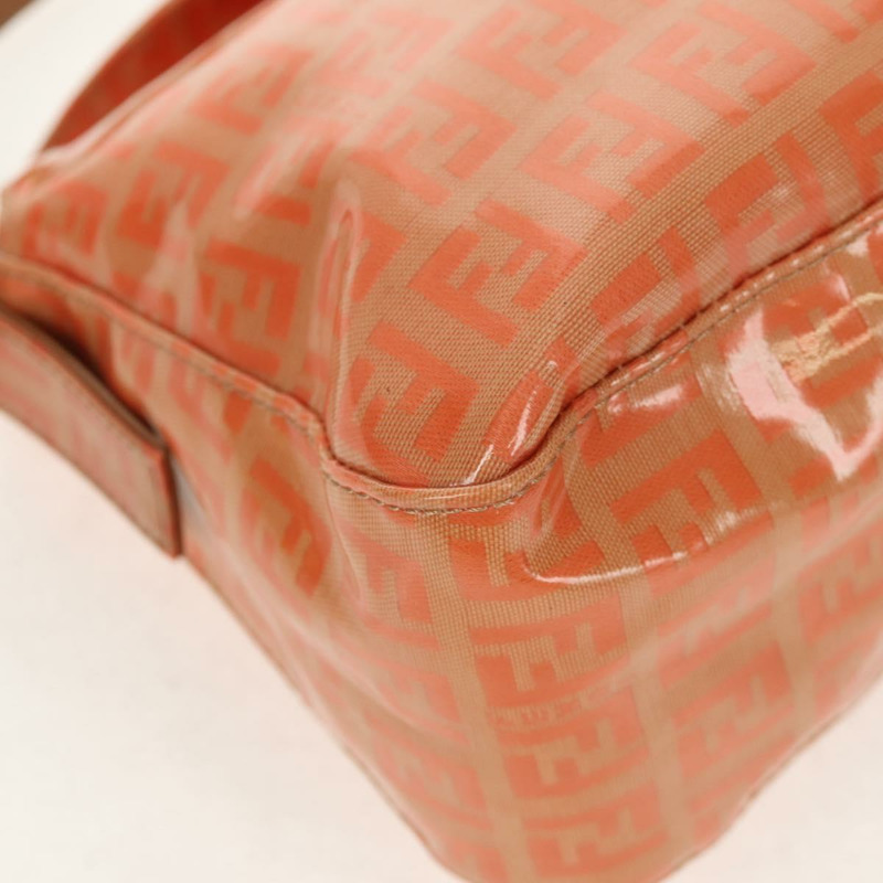【日本直送】FENDI Zucchino 帆布 Mamma Baguette 肩背包 橘色金色 正品 yk19564V-15