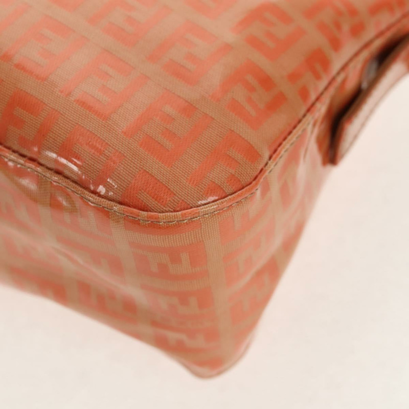 【日本直送】FENDI Zucchino 帆布 Mamma Baguette 肩背包 橘色金色 正品 yk19564V-18