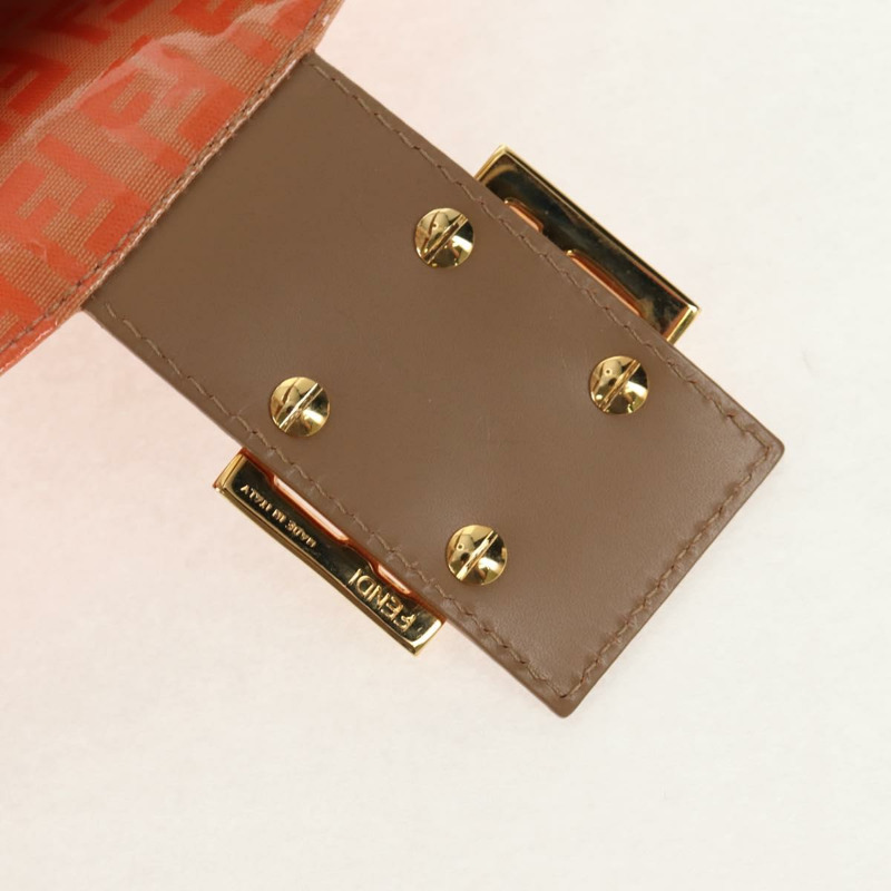 【日本直送】FENDI Zucchino 帆布 Mamma Baguette 肩背包 橘色金色 正品 yk19564V-20