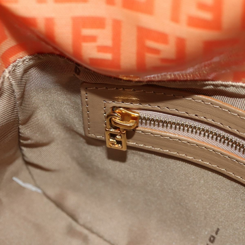 【日本直送】FENDI Zucchino 帆布 Mamma Baguette 肩背包 橘色金色 正品 yk19564V-24