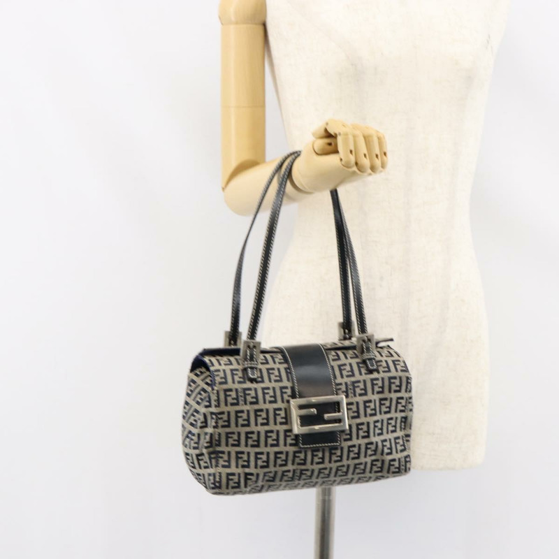 【日本直送】FENDI Zucchino帆布手提包 海軍藍 銀色 正品 151349-23