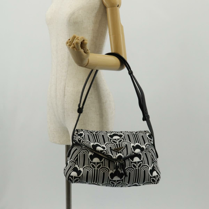 【日本直送】PRADA Signeau帆布肩背包，黑色/銀色，貨號1BC165，正品，編號yk19619M-26