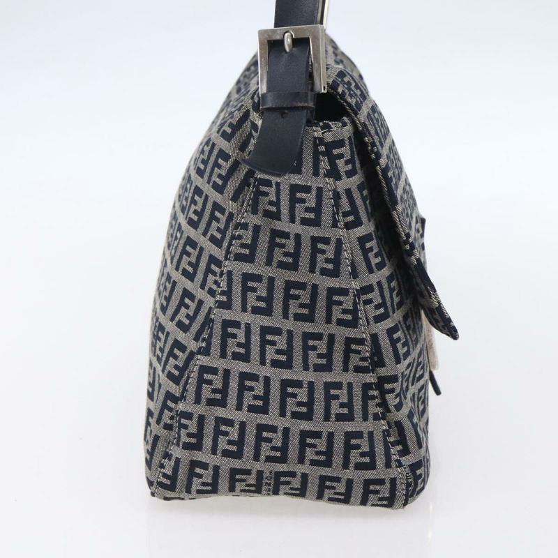 【日本直送】FENDI Zucchino帆布Mamma Baguette手袋 海軍藍 銀色 正品 ka261-2