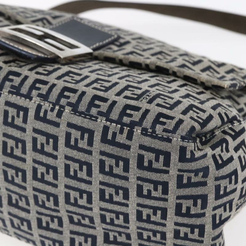 【日本直送】FENDI Zucchino帆布Mamma Baguette手袋 海軍藍 銀色 正品 ka261-8