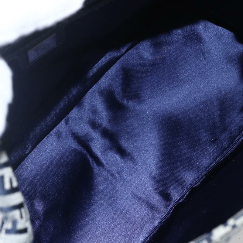 【日本直送】FENDI Zucchino帆布Mamma Baguette手袋 海軍藍 銀色 正品 ka261-10