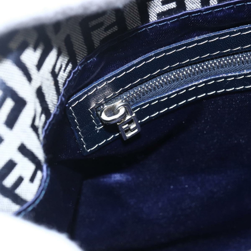 【日本直送】FENDI Zucchino帆布Mamma Baguette手袋 海軍藍 銀色 正品 ka261-17