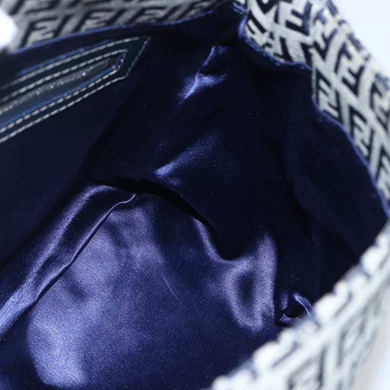 【日本直送】FENDI Zucchino帆布Mamma Baguette手袋 海軍藍 銀色 正品 ka261-18