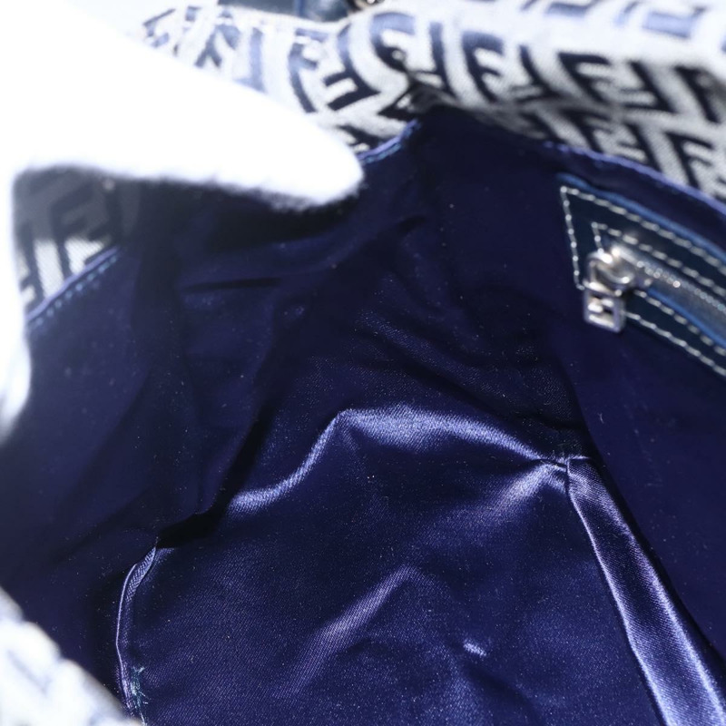 【日本直送】FENDI Zucchino帆布Mamma Baguette手袋 海軍藍 銀色 正品 ka261-19