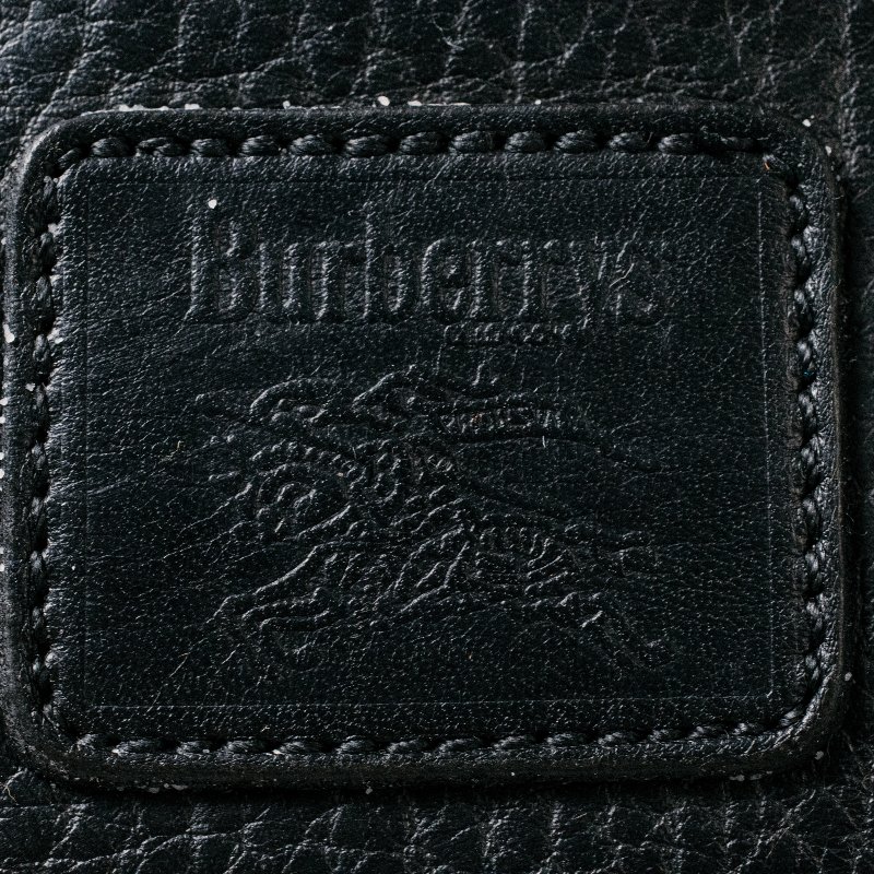 🧠小浮気見世物小屋🧠 英國製🇬🇧Burberrys 經典黑粒紋真皮公事包｜隱藏式手把 × 經典格紋內裏-0