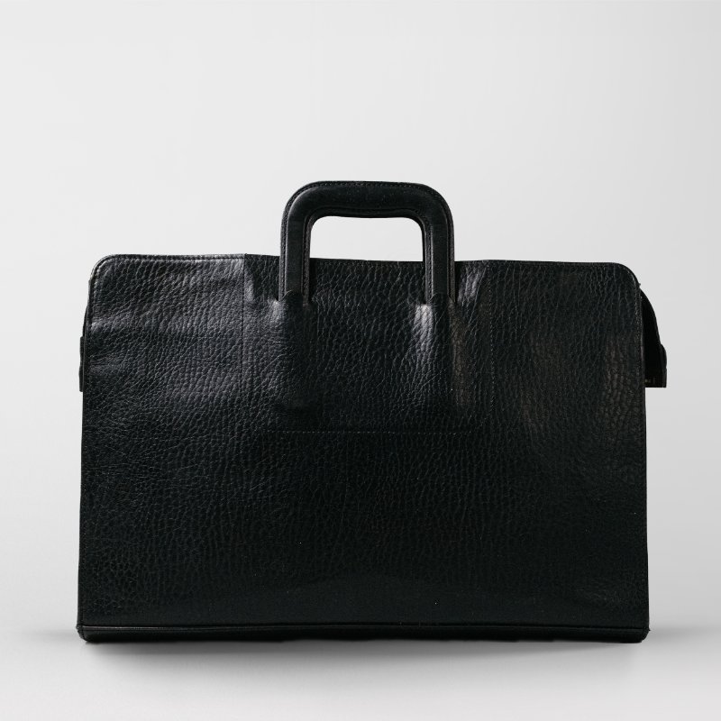 🧠小浮気見世物小屋🧠 英國製🇬🇧Burberrys 經典黑粒紋真皮公事包｜隱藏式手把 × 經典格紋內裏-9