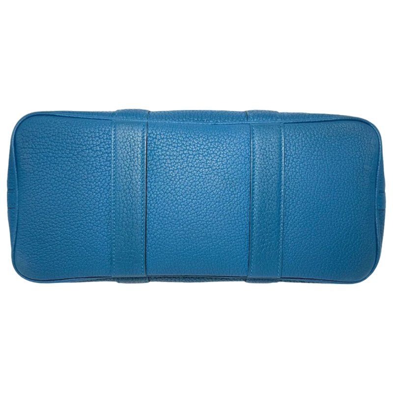 ［2068］ 愛馬仕 Hermès GARDEN PARTY 30 (水妖藍)手提包 帆布 銀扣-4