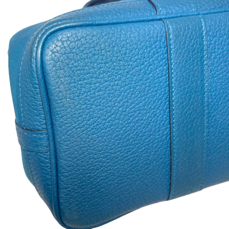 ［2068］ 愛馬仕 Hermès GARDEN PARTY 30 (水妖藍)手提包 帆布 銀扣-8