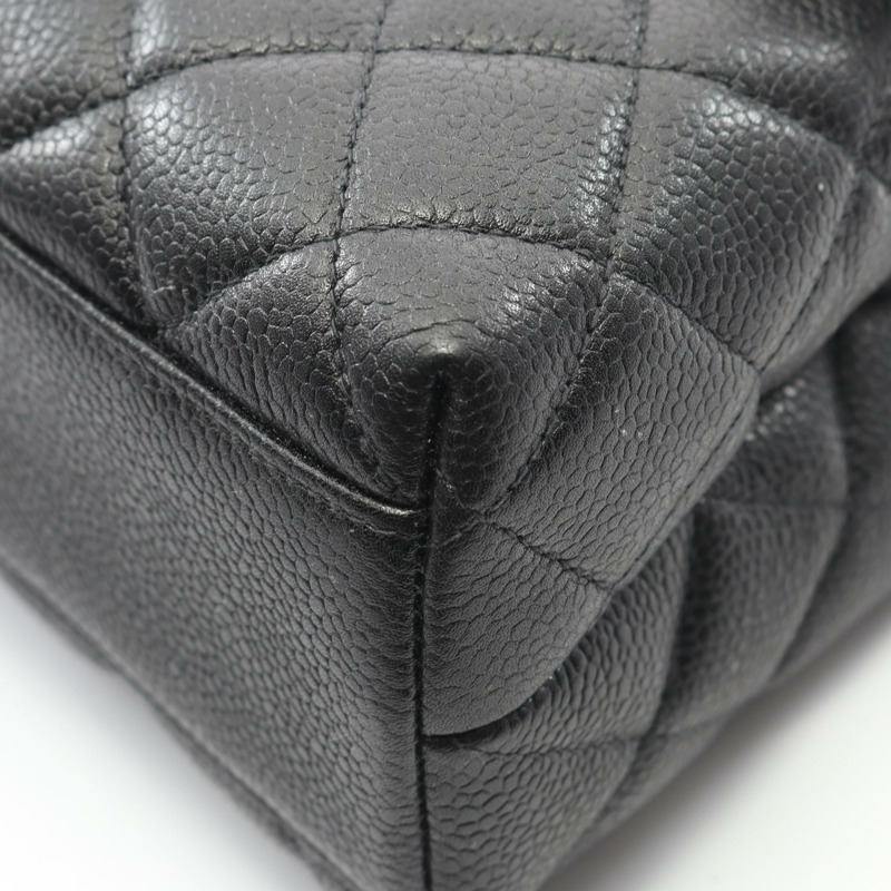 香奈兒 (CHANEL) Matelasse 手提包，小牛皮，黑色，二手，女士，金色五金，CC Coco 標誌-6